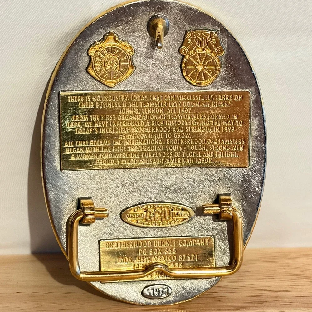 Vintage Teamsters Local 537 Centennial Belt Buckle 1899-1999 Dual Horse Heads